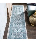 Boho Cottage Medallion Blue/White 2 ft. x 8 ft. Runner Rug