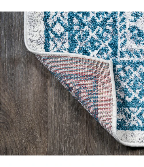 Boho Cottage Medallion Blue/White 2 ft. x 8 ft. Runner Rug