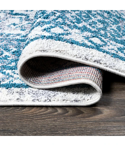 Boho Cottage Medallion Blue/White 2 ft. x 8 ft. Runner Rug