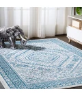 Boho Cottage Medallion Blue/White 5 ft. x 8 ft. Area Rug