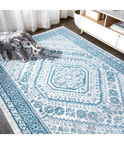 Jonathany Modern Persian MDP501C Blue/White Area Rug 5 ft. X 8 ft. Rectangle