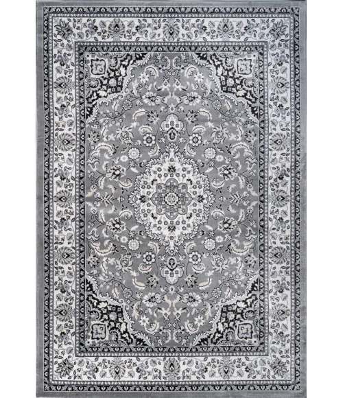 Palmette Modern Persian Floral Gray/Ivory 8 ft. x 10 ft. Area Rug
