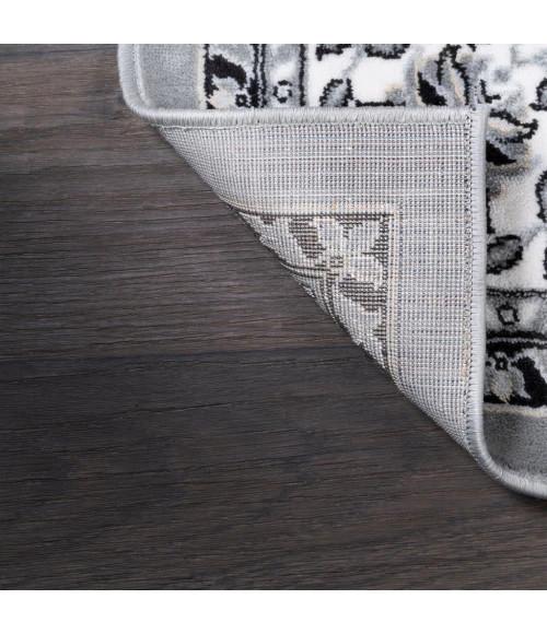 Palmette Modern Persian Floral Gray/Ivory 2 ft. x 8 ft. Runner Rug