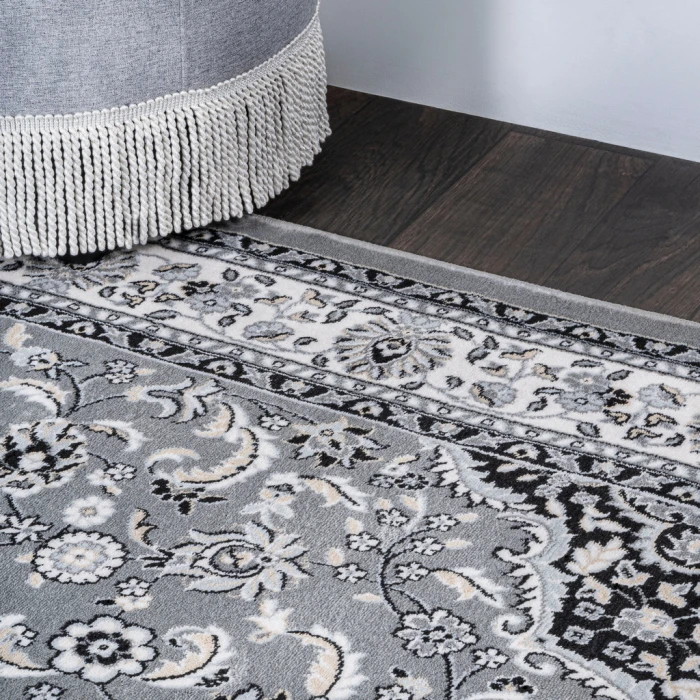 Palmette Modern Persian Floral Gray/Ivory 3 ft. x 5 ft. Area Rug