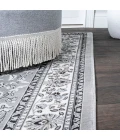 Palmette Modern Persian Floral Gray/Ivory 2 ft. x 8 ft. Runner Rug