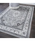 Palmette Modern Persian Floral Gray/Ivory 8 ft. x 10 ft. Area Rug