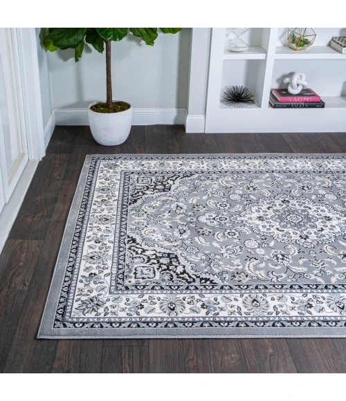 Palmette Modern Persian Floral Gray/Ivory 8 ft. x 10 ft. Area Rug
