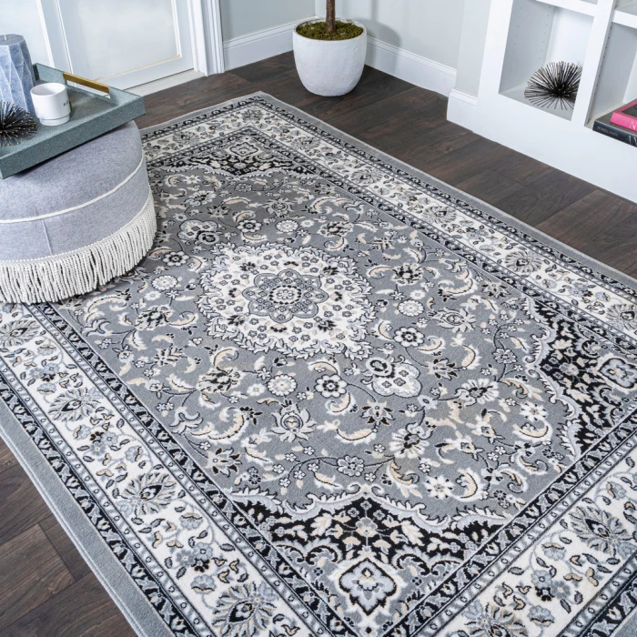 Palmette Modern Persian Floral Gray/Ivory 3 ft. x 5 ft. Area Rug