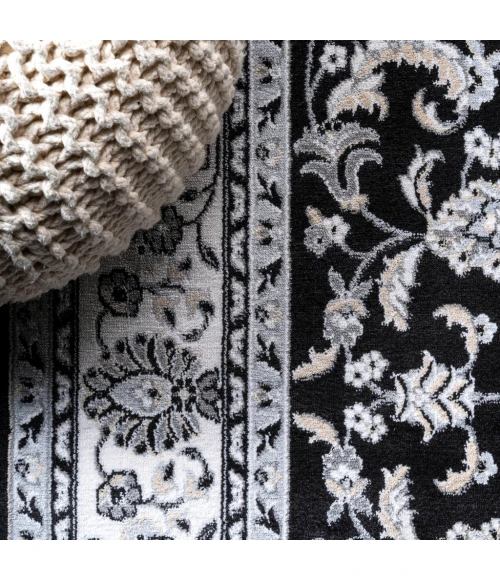 Palmette Modern Persian Floral Cream/Gray/Black 3 ft. x 5 ft. Area Rug