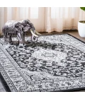 Palmette Modern Persian Floral Cream/Gray/Black 3 ft. x 5 ft. Area Rug