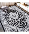 Palmette Modern Persian Floral Cream/Gray/Black 3 ft. x 5 ft. Area Rug