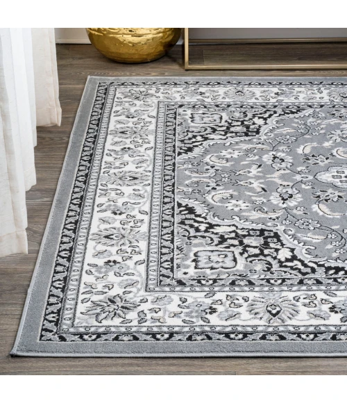 Palmette Modern Persian Floral Gray/Cream 8 ft. x 10 ft. Area Rug