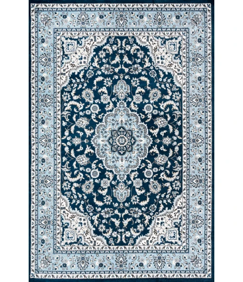 Palmette Modern Persian Floral Navy/Blue 8 ft. x 10 ft. Area Rug