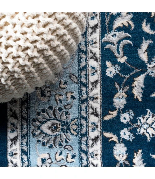 Palmette Modern Persian Floral Navy/Blue 8 ft. x 10 ft. Area Rug