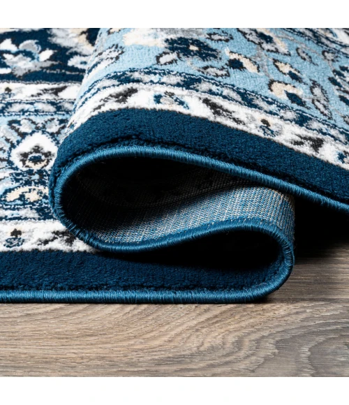 Palmette Modern Persian Floral Navy/Blue 2 ft. x 8 ft. Runner Rug