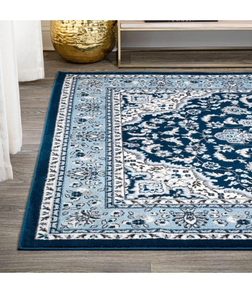 Palmette Modern Persian Floral Navy/Blue 8 ft. x 10 ft. Area Rug