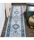 Palmette Modern Persian Floral Blue/Navy 2 ft. x 8 ft. Runner Rug