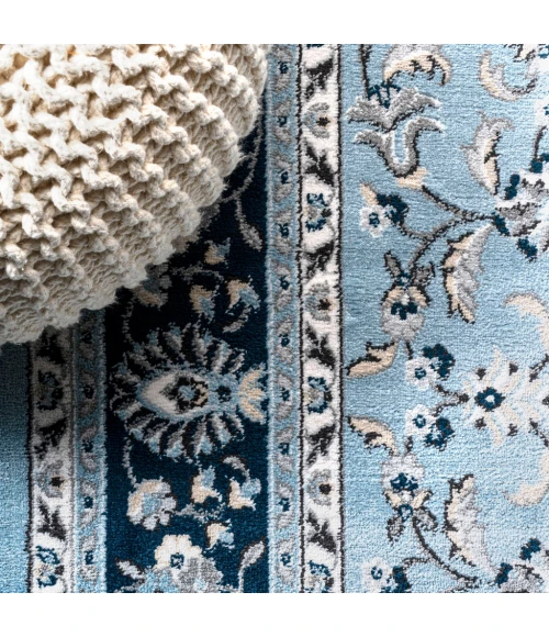 Palmette Modern Persian Floral Blue/Navy 8 ft. x 10 ft. Area Rug