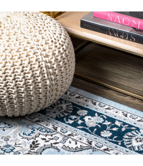 Palmette Modern Persian Floral Blue/Navy 8 ft. x 10 ft. Area Rug