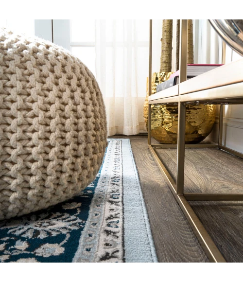 Palmette Modern Persian Floral Blue/Navy 2 ft. x 8 ft. Runner Rug