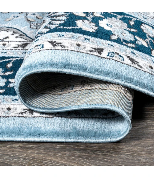 Palmette Modern Persian Floral Blue/Navy 2 ft. x 8 ft. Runner Rug