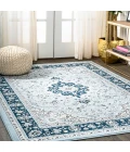 Palmette Modern Persian Floral Blue/Navy 8 ft. x 10 ft. Area Rug