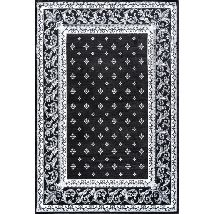 Acanthus French Border Black/Gray 3 ft. x 5 ft. Area Rug