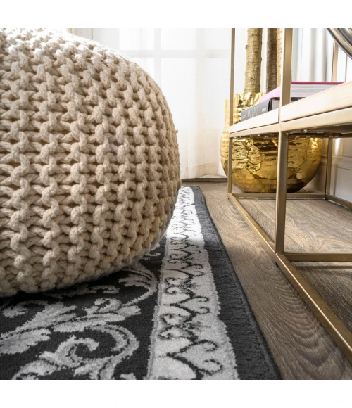 Acanthus French Border Black/Gray 2 ft. x 8 ft. Runner Rug