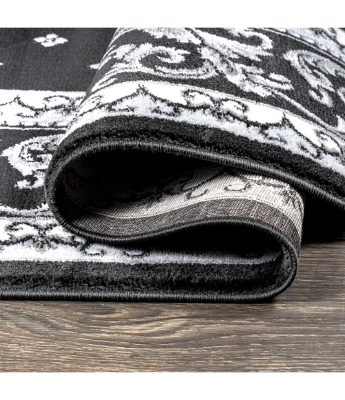 Acanthus French Border Black/Gray 2 ft. x 8 ft. Runner Rug