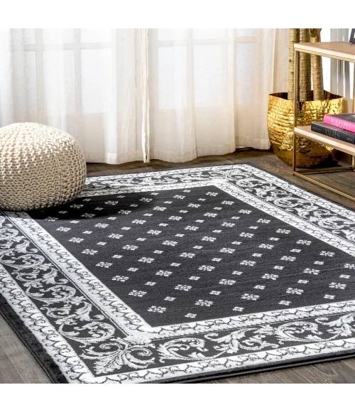 Acanthus French Border Black/Gray 5 ft. x 8 ft. Area Rug