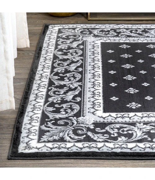 Acanthus French Border Black/Gray 5 ft. x 8 ft. Area Rug