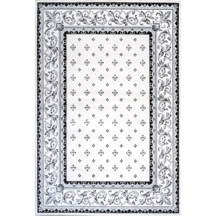 Acanthus French Border Cream/Light Gray 3 ft. x 5 ft. Area Rug