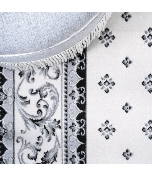 Acanthus French Border Cream/Light Gray 3 ft. x 5 ft. Area Rug