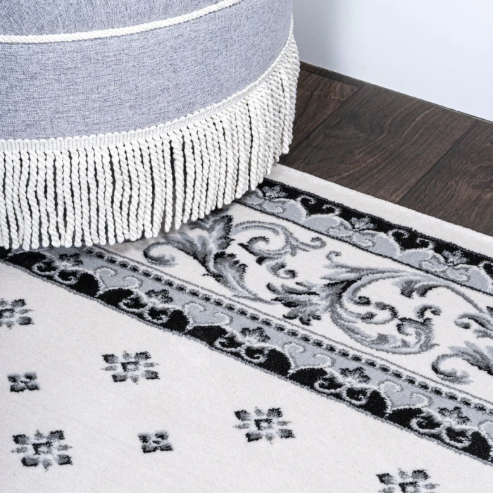 Acanthus French Border Cream/Light Gray 3 ft. x 5 ft. Area Rug