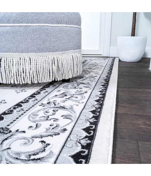 Acanthus French Border Cream/Light Gray 2 ft. x 8 ft. Runner Rug