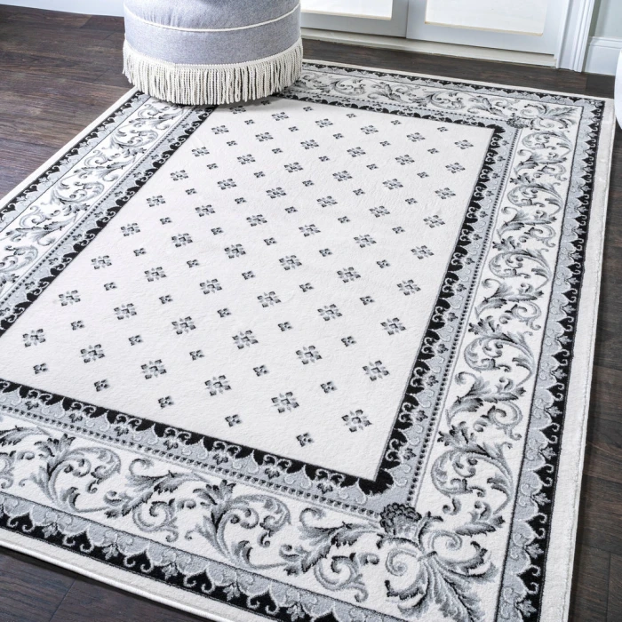 Acanthus French Border Cream/Light Gray 3 ft. x 5 ft. Area Rug