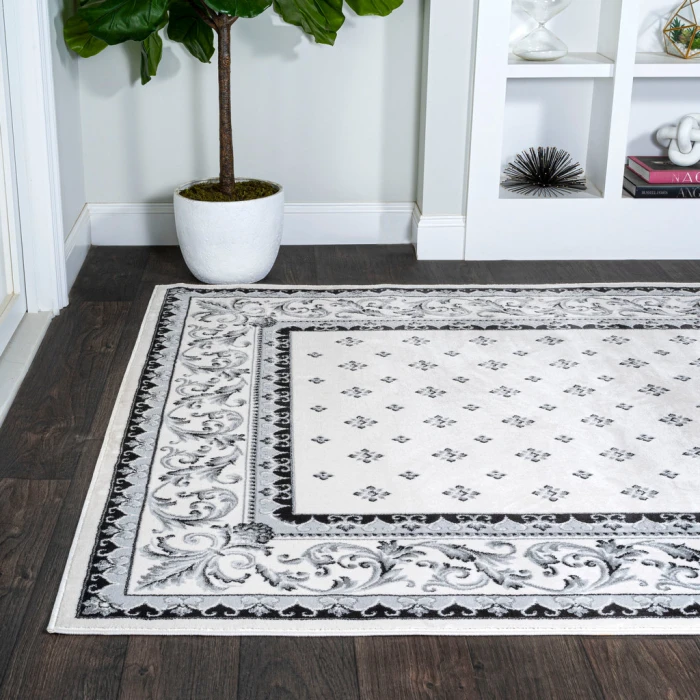 Acanthus French Border Cream/Light Gray 3 ft. x 5 ft. Area Rug