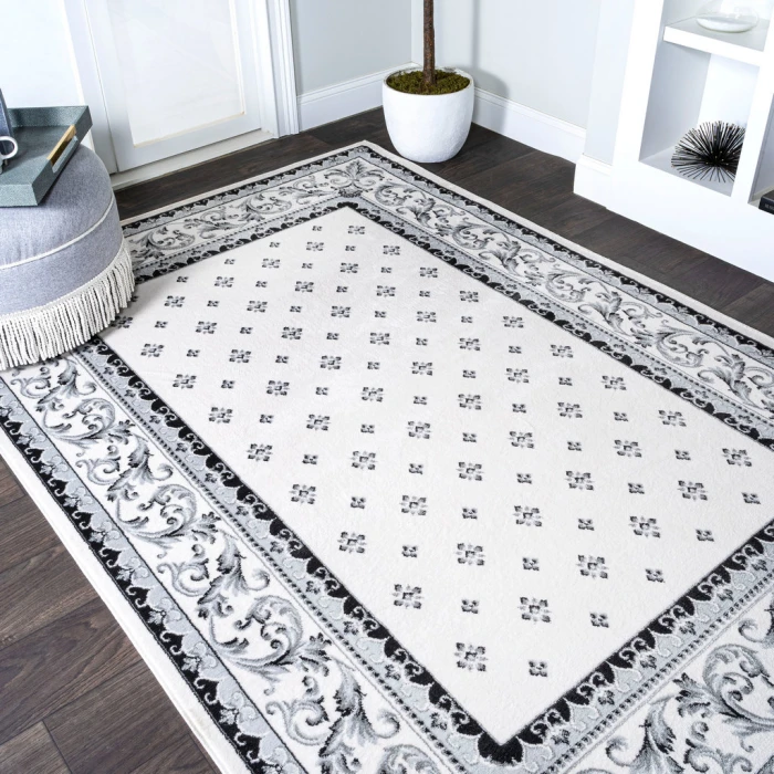 Acanthus French Border Cream/Light Gray 3 ft. x 5 ft. Area Rug