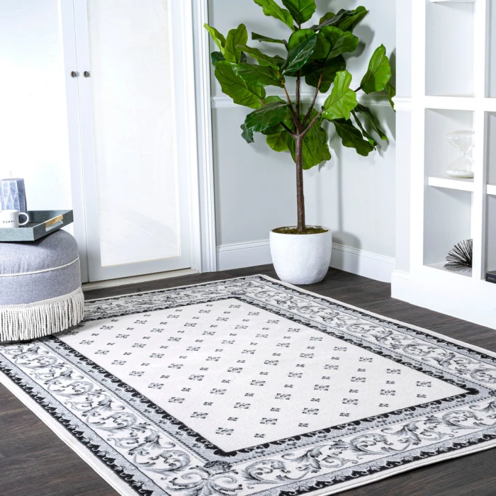 Acanthus French Border Cream/Light Gray 3 ft. x 5 ft. Area Rug