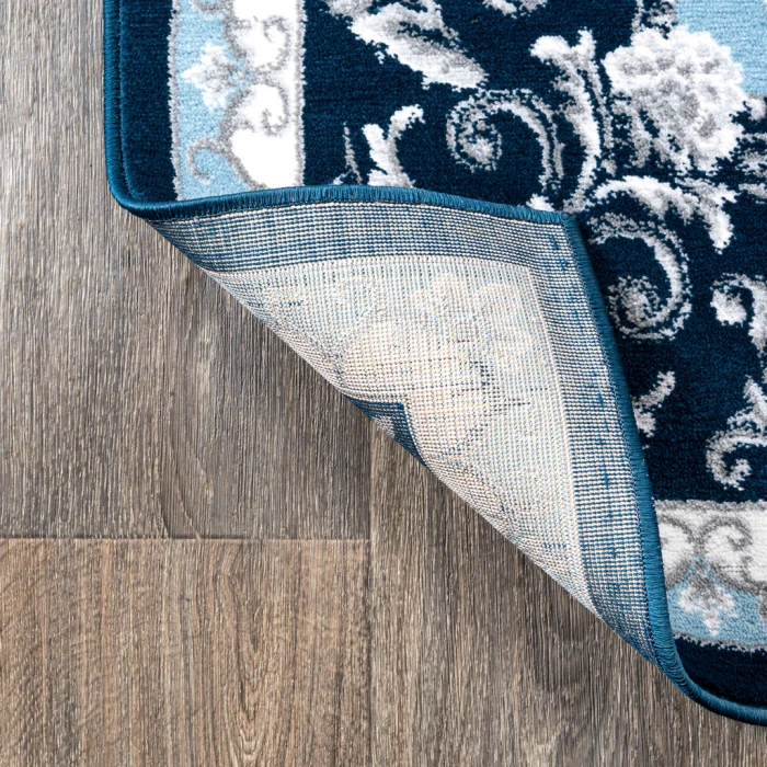 Acanthus French Border Navy/Blue 2 ft. x 10 ft. Runner Rug