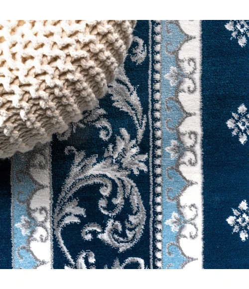 Acanthus French Border Navy/Blue 2 ft. x 8 ft. Runner Rug