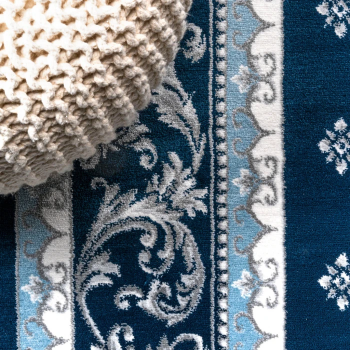 Acanthus French Border Navy/Blue 2 ft. x 10 ft. Runner Rug