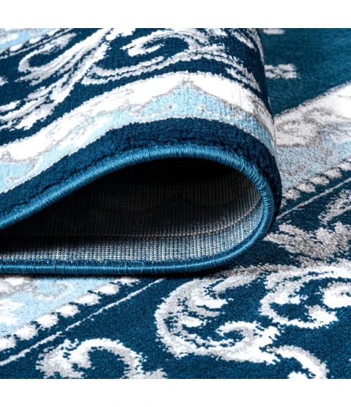 Acanthus French Border Navy/Blue 2 ft. x 8 ft. Runner Rug