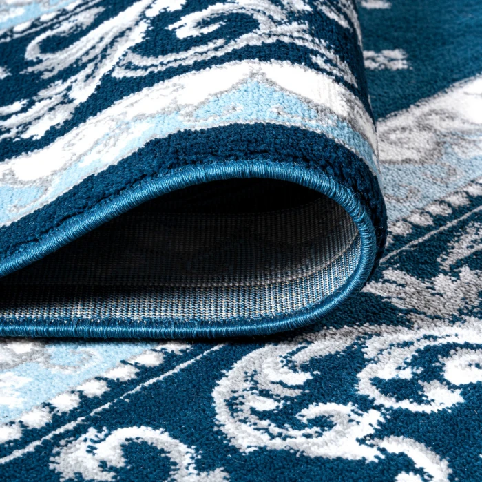 Acanthus French Border Navy/Blue 2 ft. x 10 ft. Runner Rug