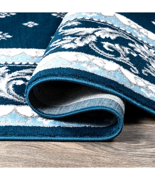Acanthus French Border Navy/Blue 2 ft. x 8 ft. Runner Rug