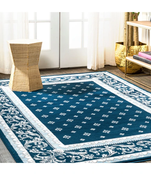 Acanthus French Border Navy/Blue 8 ft. x 10 ft. Area Rug