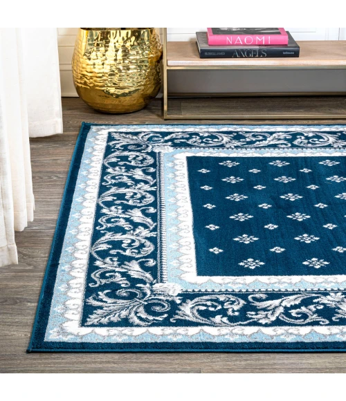 Acanthus French Border Navy/Blue 8 ft. x 10 ft. Area Rug