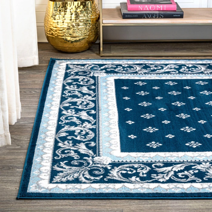 Acanthus French Border Navy/Blue 8 ft. x 10 ft. Area Rug