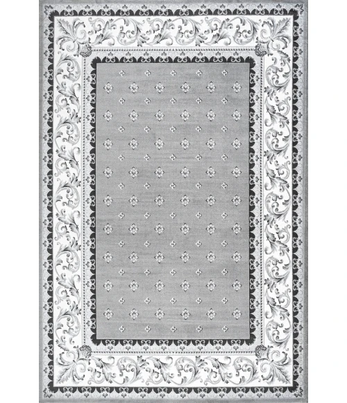 Acanthus French Border Gray/Cream 5 ft. x 8 ft. Area Rug