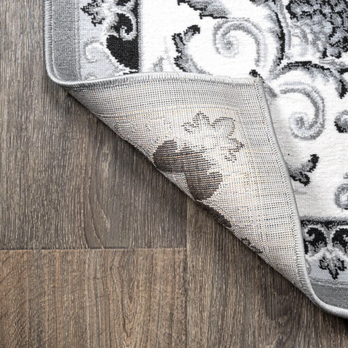 Acanthus French Border Gray/Cream 5 ft. x 8 ft. Area Rug